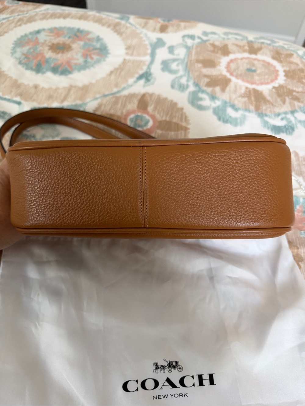 Coach Saddle Brown Pebble Leather Shoulder Bag with Gold Hardware - Picture 3 of 4